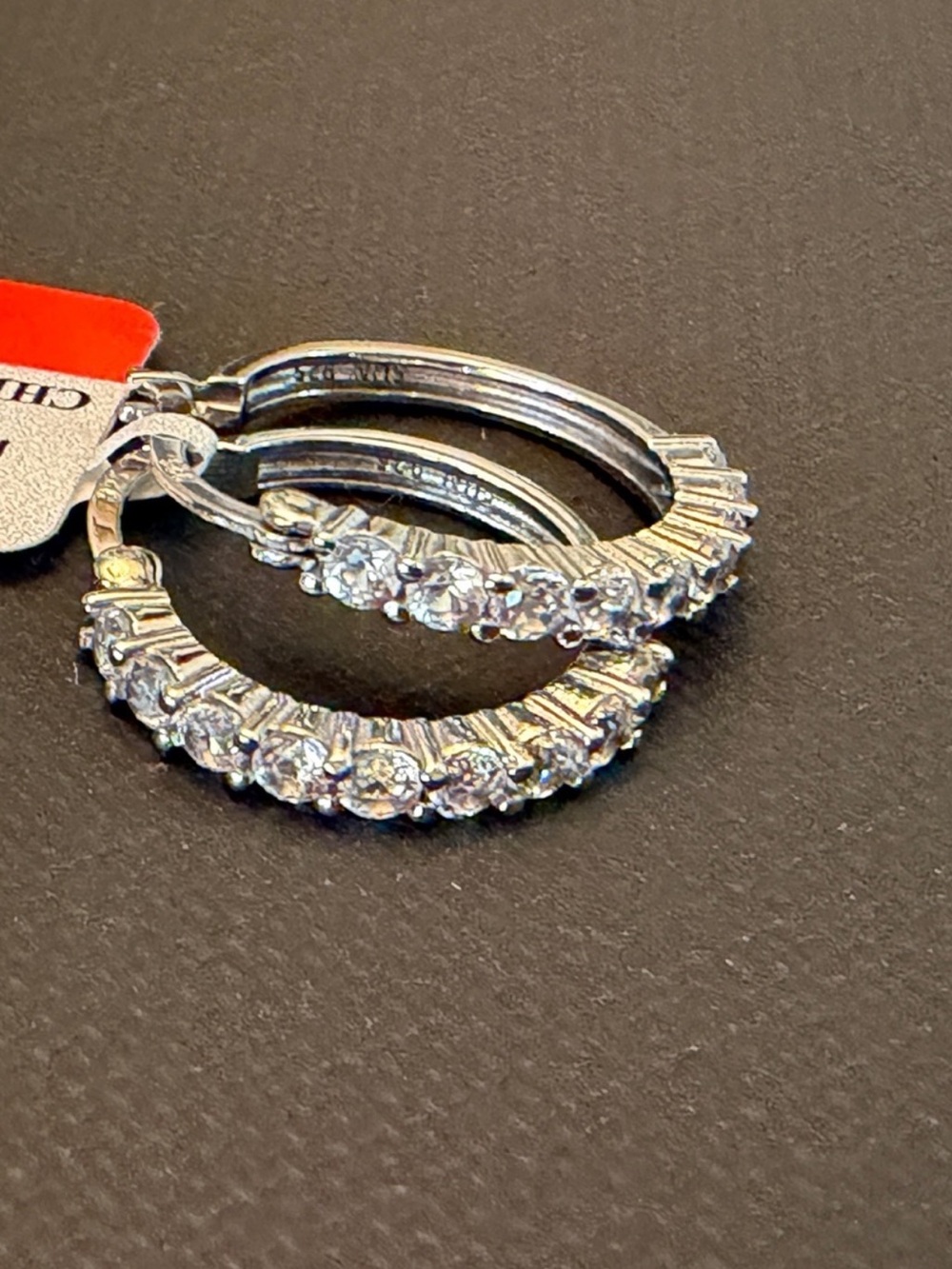 NWT 925 Sterling Silver Lab White Sapphire Inside Out Hoop Earrings